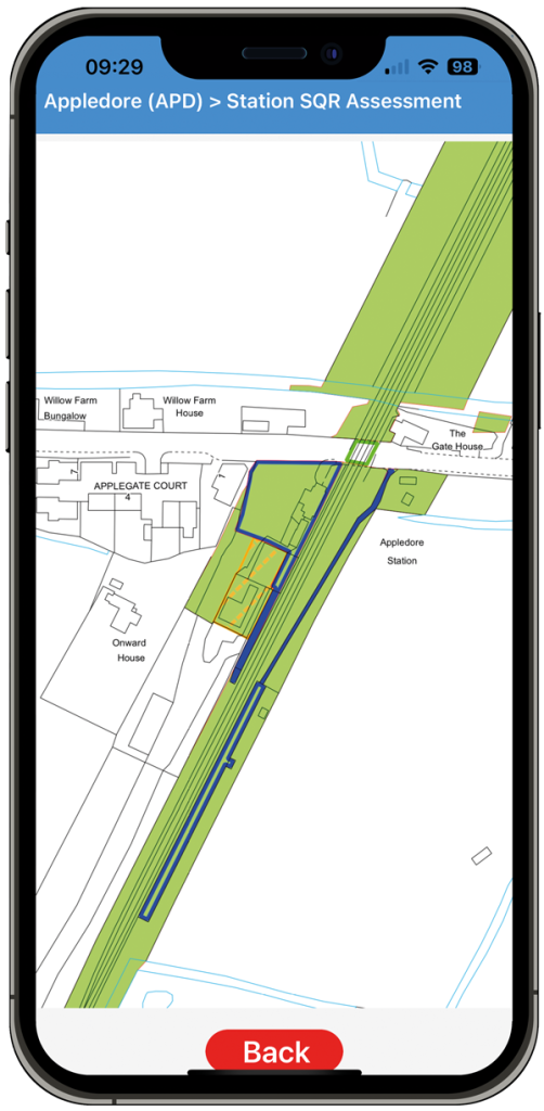 App showing station map