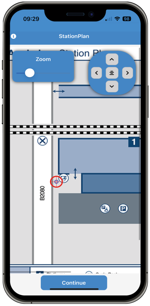 App show the plan of a train station