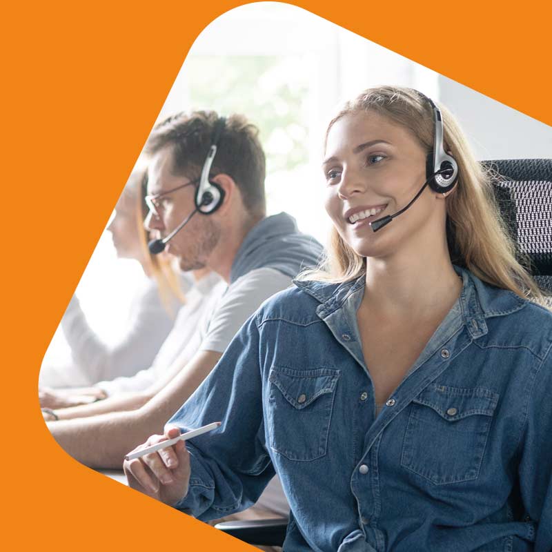 Member of staff talking to client on the phone