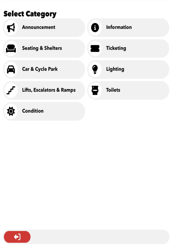 App select category screen